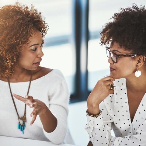 Two women talking